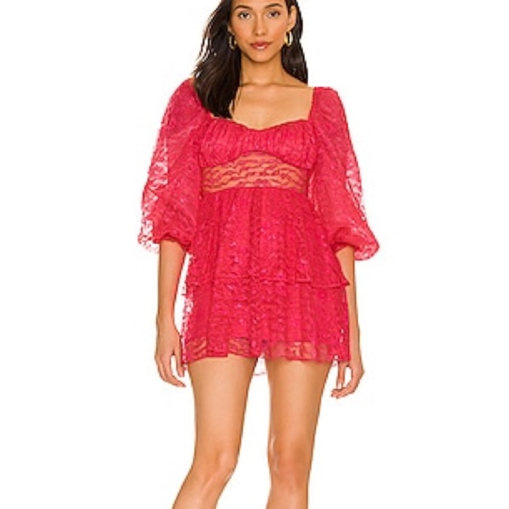 Majorelle Brielle Mini Dress in Cabaret Pink Size Medium Lace EUC P0788